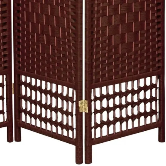 5 1/2 ft. Tall Fiber Weave Room Divider - Dark Red (5 Panel) image {2}
