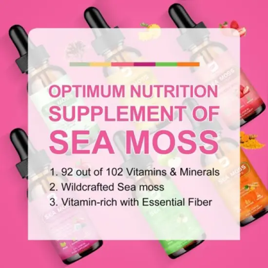 B Beworth 3000mg Sea Moss Liquid Drops - Immunity Booster, Digestive Health - 60ml (Dragon Fruit Flavor) image {7}