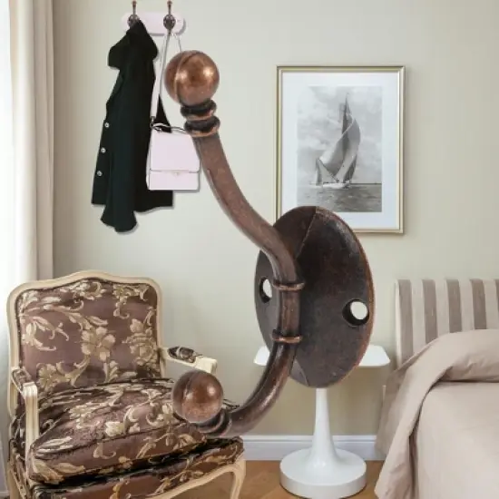 Unique Bargains Vintage Clothes Hooks Door Hooks 3.98"x1.34"x2.64" Bronze Tone 4 Pcs image {3}