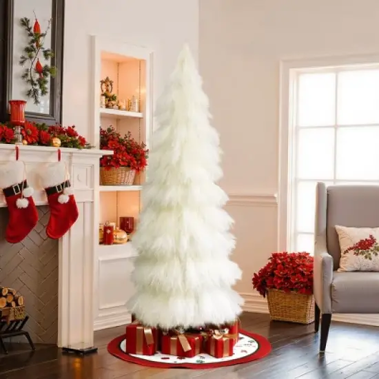 LuxenHome 6Ft Holiday Artificial Pampas Grass Tree in Natural Ivory Beige image {5}