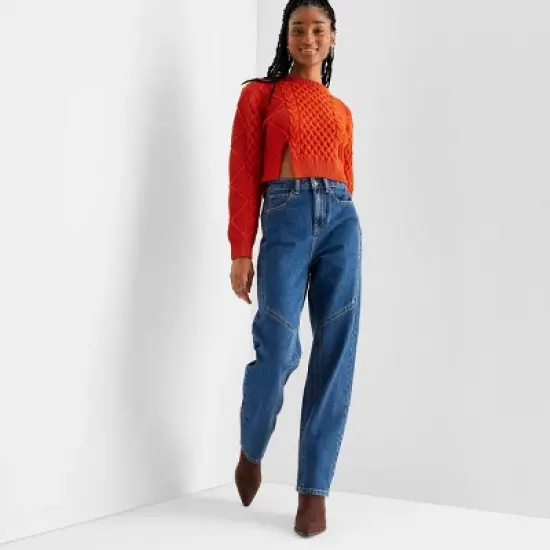 Women's Western Seamed Denim Straight Pant - Future Collective&trade; with Reese Blutstein Dark Blue image {2}
