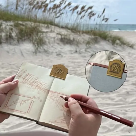 New York Central Embossed Brass Book Clip, Vintage Patina Finish, 1.57" x 1.73" x 0.77", Holds up to .67", Decorative Office Supplies, Durable Journal image {5}