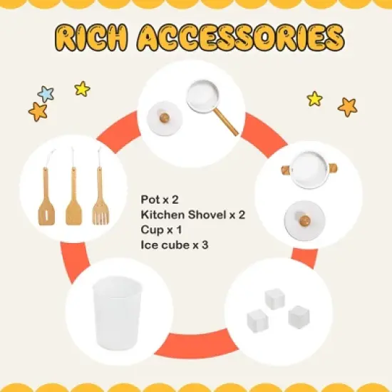 Costway Wooden Kitchen Playset Multi-Functional Pretend Cooking Set w/ Lights & Sounds image {7}