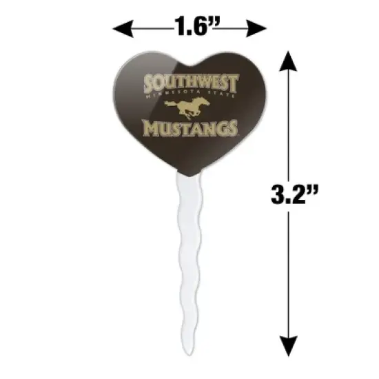 Southwest Minnesota State University Mustangs Logo Heart Love Cupcake Picks Toppers Decoration Set of 6 image {5}