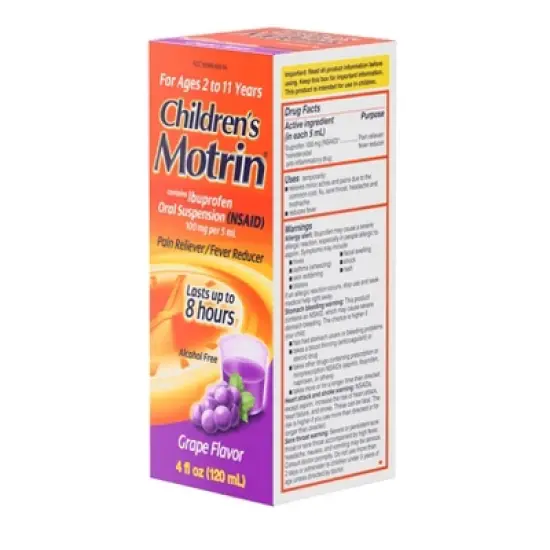 Children's Motrin Pain Reliever/Fever Reducer Liquid - Ibuprofen (NSAID) - Grape - 4 fl oz image {2}
