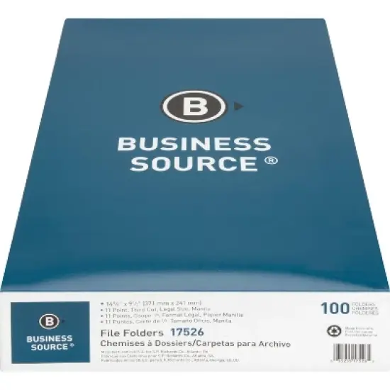 Business Source 1/3 Tab Cut Legal Top Tab File Folder image {3}