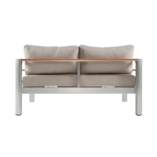 GDFStudio Amias 55" Patio Aluminum Loveseat with Cushions image {5}
