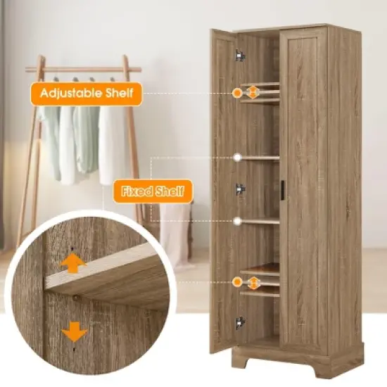 Storage Cabinet with Two Doors and Adjustable Shelf For Bathroom And Office - ModernLuxe image {7}