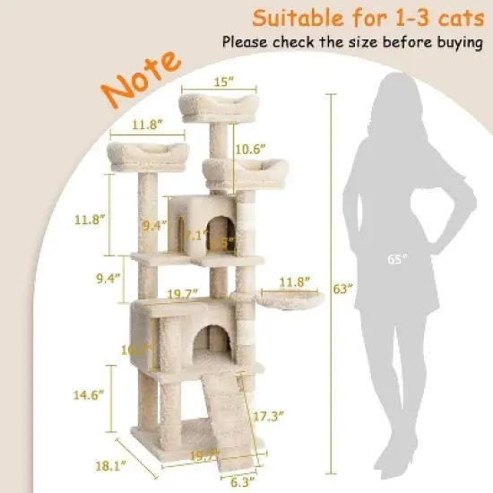 Cat Tree,Multi-Level Large Cat Tree for Large Kitties,Cozy Plush ?Pussycat Perches,Activity Center with Scratching Posts Stand House Condo image {2}