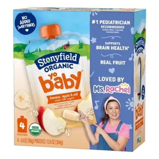 Stonyfield Organic YoBaby Whole Milk Yogurt - 4ct/3.4oz Pouches image {2}