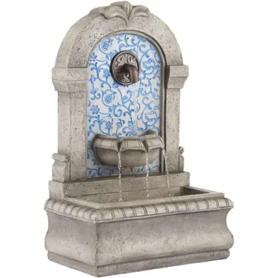 Manhasset 30 1/4" High Large Italian Outdoor Decor Blue Faux Stone Floor Fountain Waterfall Outside Garden Patio Yard Backyard image {4}