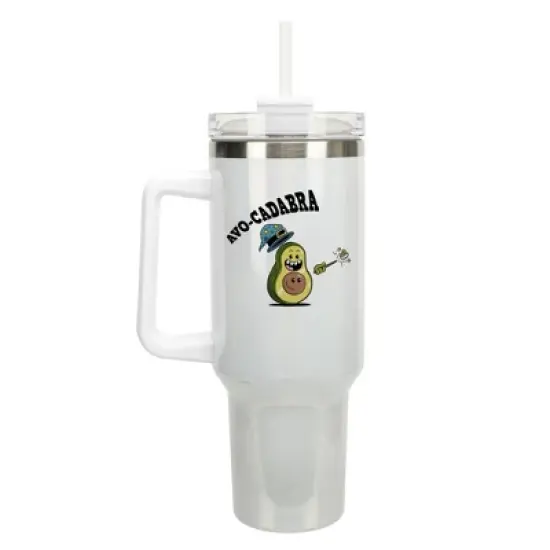 100 North Avo-Cadabra Magical Avocado Wizard 40 oz. Stainless Steel, Large Water Bottle Coffee Mug, Spill & Leak Resistant, Thermal Travel Tumbler image {1}