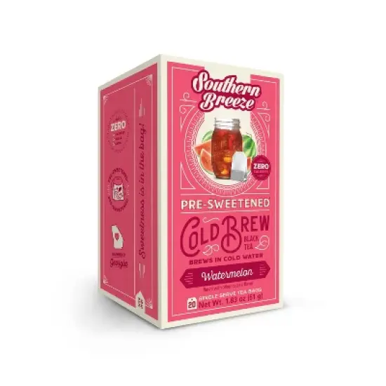 Southern Breeze Cold Brew Sweet Tea Watermelon Iced Tea with 20 Individually Wrapped Tea Bags, Pack of 4 image {2}