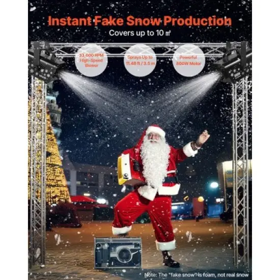 VEVOR Snow Machine, 800W Handheld/Hanging Snow Maker, Portable Wireless Remote Snowmaking machine with 1L Tank & Handle, Black image {2}