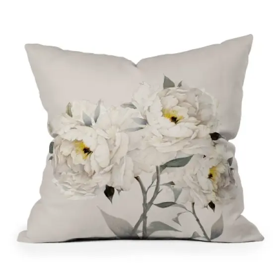 Nadja Peonies Outdoor Throw Pillow White - Deny Designs image {6}