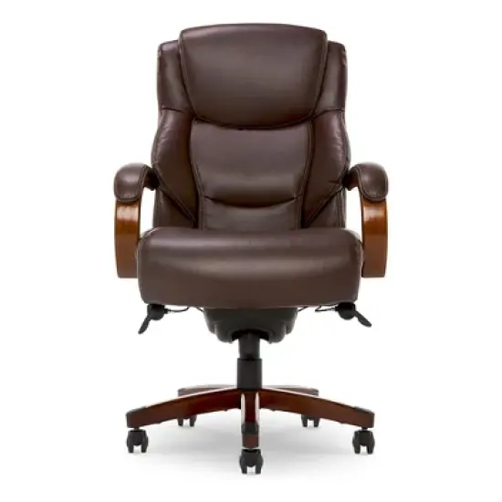JOMEED CC82 Delano Big and Tall Executive Office Chair with Ergonomic Lumbar Support, Adjustable Height, and Comfort Core Memory Foam, Brown Leather image {1}