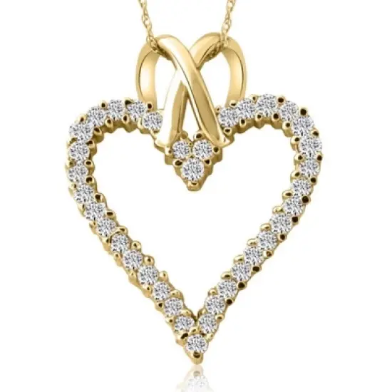 Pompeii3 1 1/10ct Diamond Heart Pendant Necklace in 14K White, Yellow or Rose Gold 1 1/4" image {7}