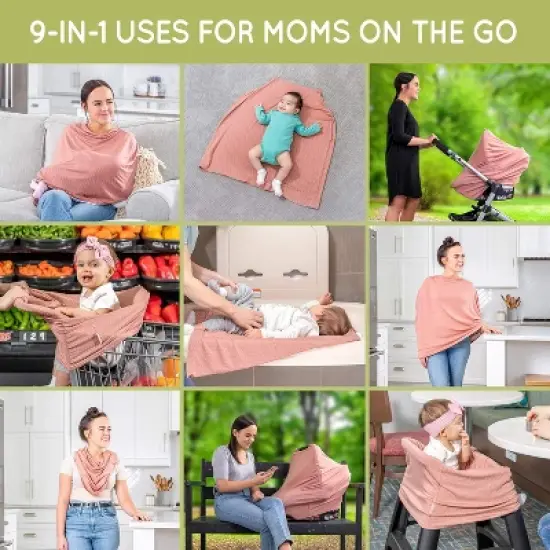 WeeSprout Car Seat Covers for Babies - Carseat Canopy Easily Slips On & Off, Fits All Baby Car Seats, Easy to View Baby, 9-in-1 Additional Uses image {2}