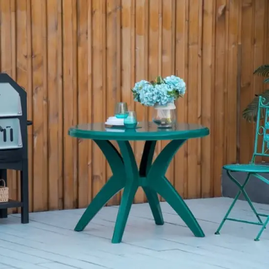 Outsunny Patio Dining Table with Umbrella Hole Round Outdoor Bistro Table for Garden Lawn Backyard image {1}