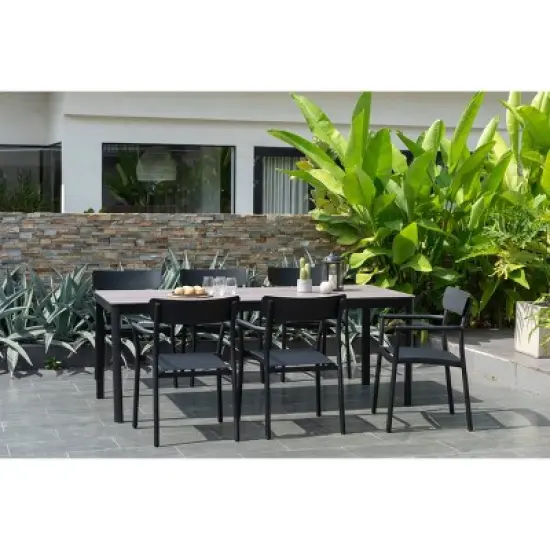 Amazonia Axe 7pc Aluminum Rectangular Patio Dining Set Black image {1}