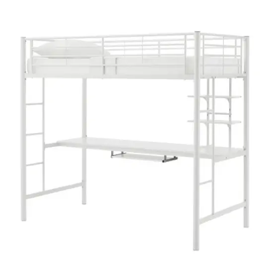 Full Analise Metal Loft Bed with Wood Desk - Saracina Home image {2}