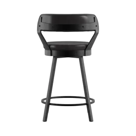 2pk 24" Meilan Faux Leather Metal Swivel Counter Height Barstools - Inspire Q image {4}