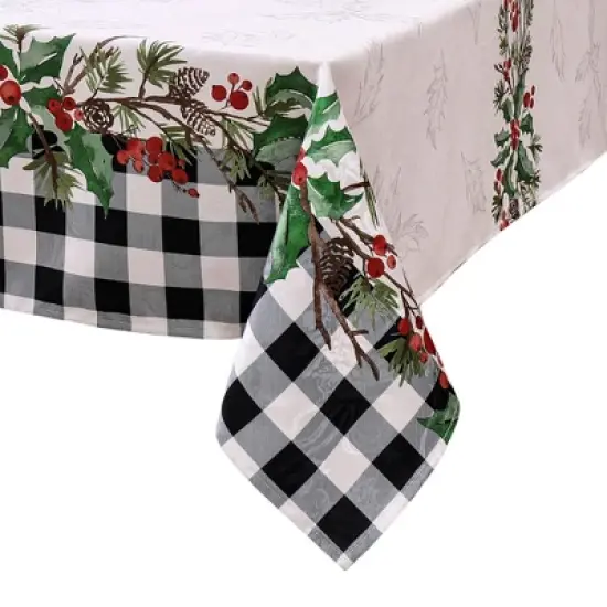 Elrene Holly Farmhouse Charm Holiday Fabric Tablecloth - Elrene Home Fashions image {3}