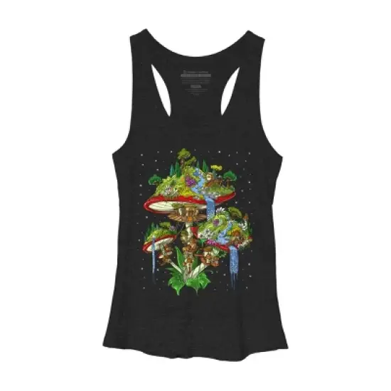 Women's Design By Humans Magic Mushrooms Island By underheaven Racerback Tank Top image {3}