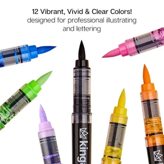 KINGART PRO Acrylic Paint Brush Pens 12 Colors image {6}