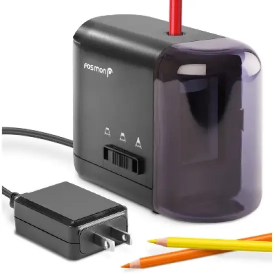 Fosmon Electric Pencil Sharpener with 3 Sharpness, Colored Pencil Sharpener Battery Powered, Automatic Pencil Sharpener For Kids Classroom Home, Black image {9}