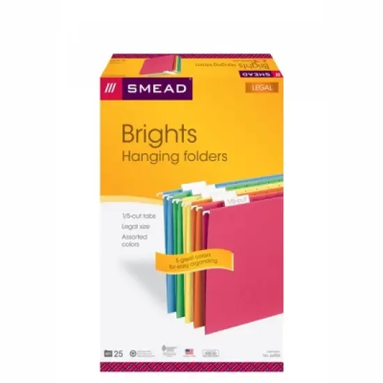 Smead Hanging File Folder with Tab, 1/5-Cut Adjustable Tab, Legal Size, 25 per Box image {2}