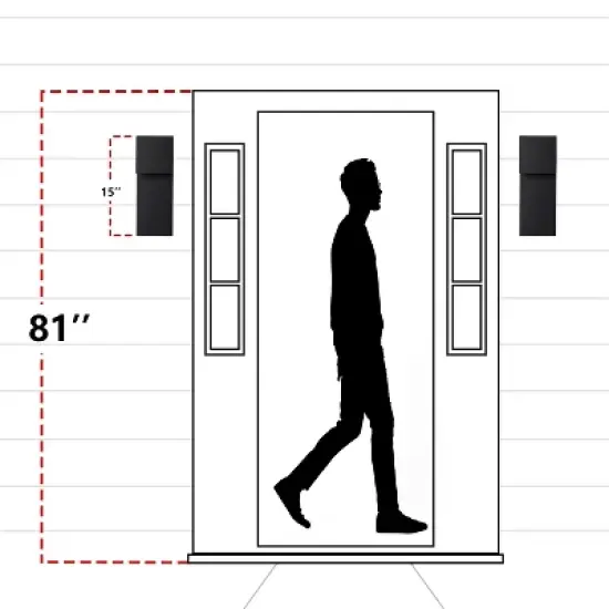 C Cattleya 15in 2-Light Matte Black LED Outdoor Wall Lantern image {5}