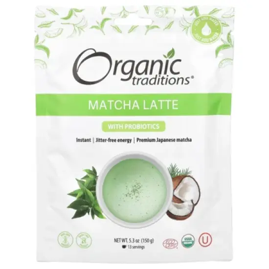 Organic Traditions Matcha Latte with Probiotics, 5.3 oz (150 g) image {2}
