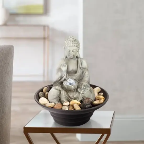 John Timberland Zen Buddha Indoor Tabletop Water Fountain with Light LED 10" High Sitting for Table Desk Office Relaxation image {5}