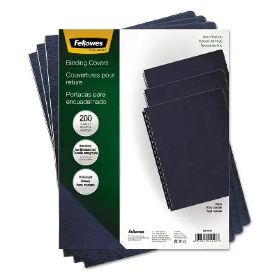 Fellowes Linen Texture Binding System Covers 11 x 8-1/2 Navy 200/Pack 52098 image {3}