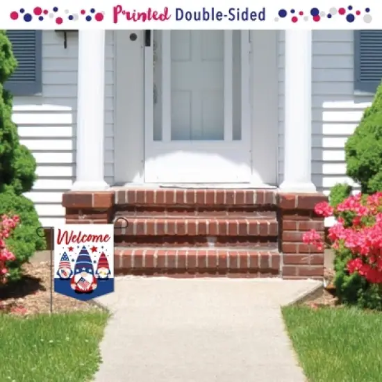 Big Dot of Happiness Patriotic Gnomes - Outdoor Home Decorations - Double-Sided Holiday Gnome Party Garden Flag - 12 x 15.25 inches image {1}