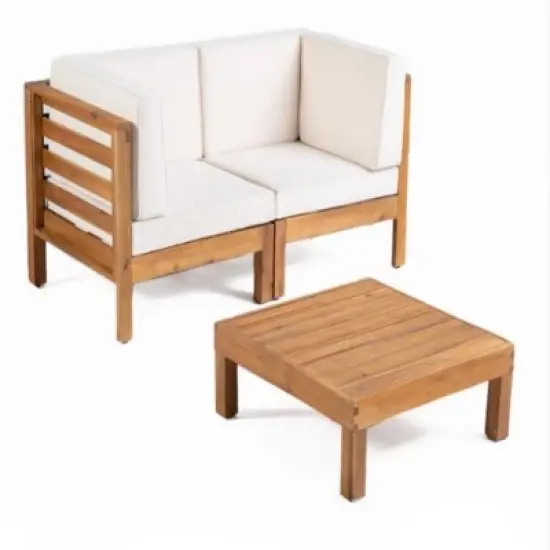 INFURNIC Patio Seating Sets Modern Outdoor Furniture Set Featuring Unique Design,Perfect for Gardens, Living Spaces, Beige, 30.25"*30.25"*26.5" image {2}