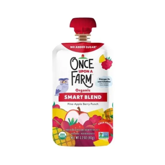 Once Upon a Farm Smart Blend Pine-Apple Berry Punch Organic Snack Pouch - 3.2oz image {6}