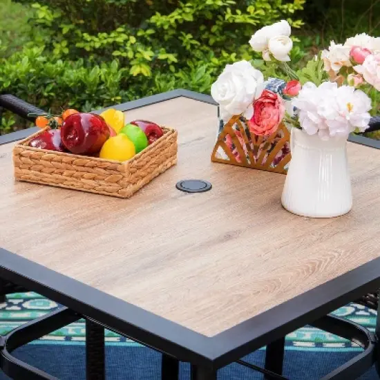 5pc Patio Set with Faux Wood Table & Metal Chairs - Captiva Designs image {2}