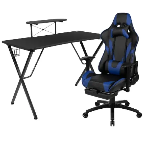 Emma and Oliver Gaming Desk & Chair Set with Cup Holder, Headphone Hook, and Monitor Stand image {14}