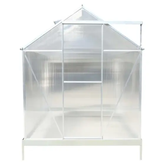 Polycarbonate Greenhouse, Aluminum Walk-in Greenhouses with Raised Base, Plant Greenhouse with Rain Gutter for Outdoor Garden Backyard image {1}