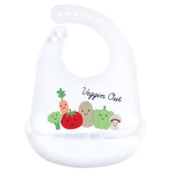 Hudson Baby Infant Boy Silicone Bibs 3pk, Veggies, One Size image {2}