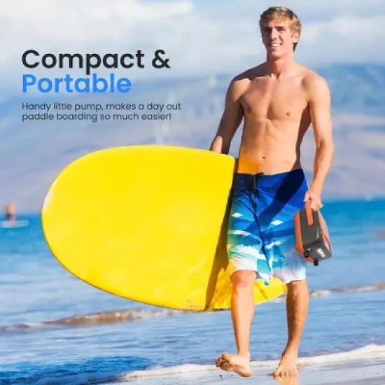 SereneLife High Pressure SUP Air Pump - Black & Orange image {4}