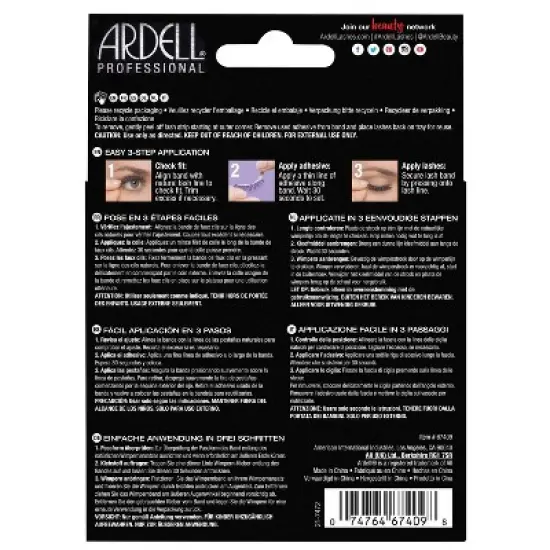 Ardell Faux Mink Wispies False Eyelashes - Black - 4pr image {1}