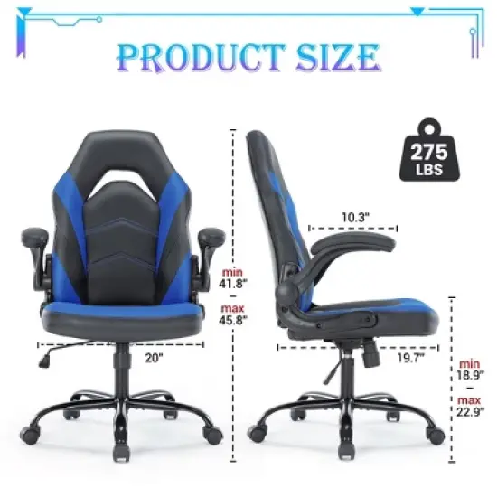 JIONJOY Ultimate Gaming Chair: Ergonomic, PU Leather, Executive Desk Chair with Flip-up Armrests image {3}
