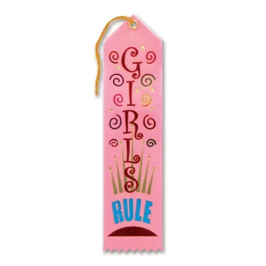 Beistle Girls Rule Award Ribbon, 2" x 8", (6/Pkg) Multicolored image {1}