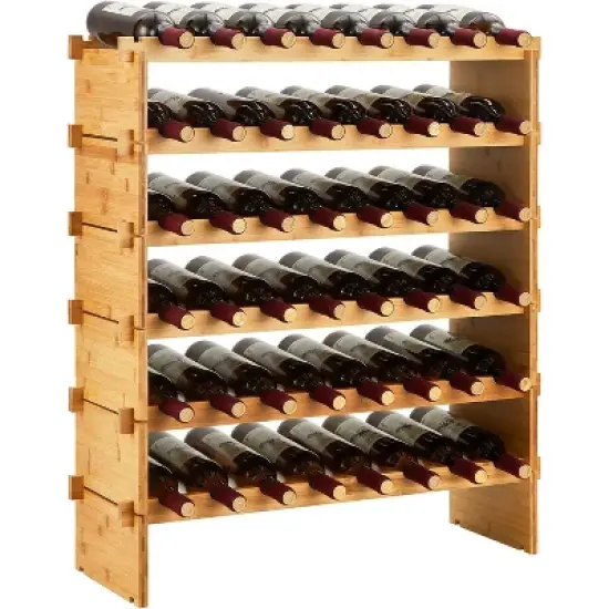 Coucheta Bamboo Wine Rack - Holds 36 Bottles, Stackable Modular Design (Natural) image {3}
