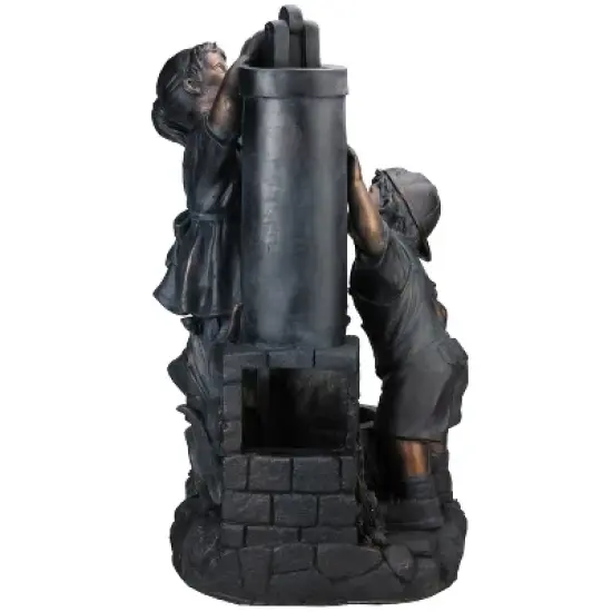 Northlight 29" Children at the Water Pump Well Outdoor Patio Garden Fountain - Black/Bronze image {2}