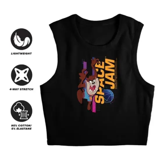Women's Space Jam 2 Taz Standing Sleeveless Crop Top Tank image {2}