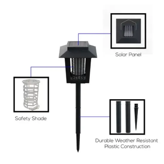 Nature Spring Solar Powered Light Mosquito and Insect Bug Zapper - Black image {1}